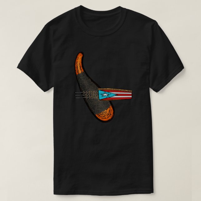 Puerto Rican Flagga Guiro Boricua Intruments T Shirt (Design framsida)