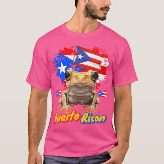 Puerto Rican Flagga Idea for with Coqu Frog T Shirt