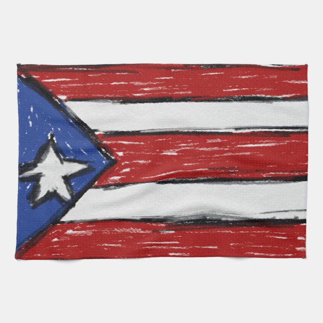 Puerto Rican flagga Kökshandduk (Horisontell)