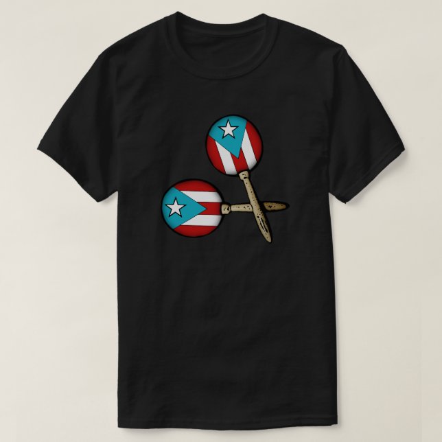 Puerto Rican Flagga Maracas Boricua Instruments T Shirt (Design framsida)