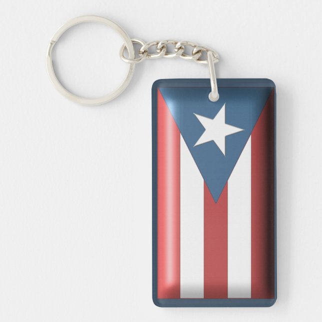Puerto Rican Flagga Nyckelring (Framsidan)