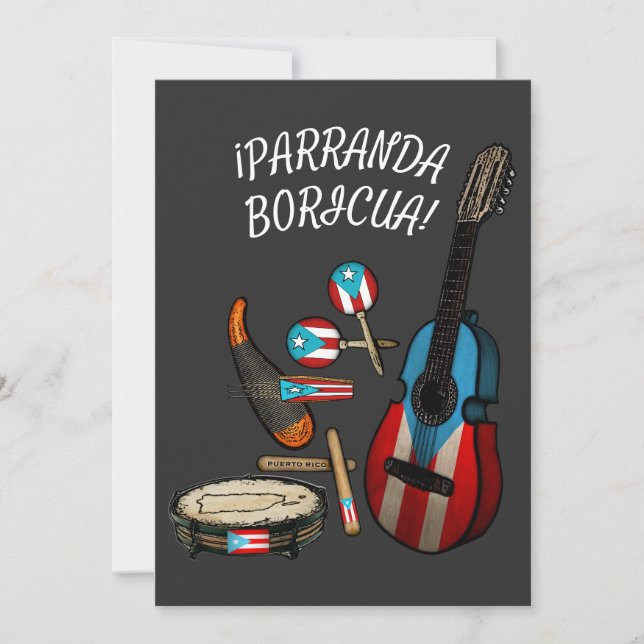 Puerto Rican Flagga Parranda Boricua Julkort (Framsida)