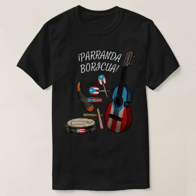 Puerto Rican Flagga Parranda Boricua T Shirt (Design framsida)