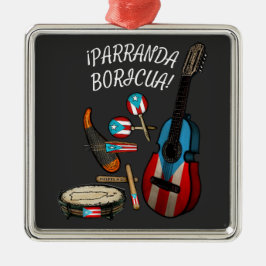 Puerto Rican Flagga Parranda Boricua T-Shirt Julgransprydnad Metall