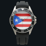 Puerto Rican Flagga (Puerto Rico) Armbandsur<br><div class="desc">Denna utformning präglar Puerto Rico flagga, som representerar och symboliserar den karibiska ön och dess folk. Samväldet Puerto Rico ("Estado Libre Asociado de Puerto Rico") är ett av Amerikas förenta staters oregistrerade territorier. Efter Christopher Columbus ankomst 1493 koloniserades Puerto Rico av den inhemska taiwanbefolkningen i Spanien. Puerto Ricans har varit...</div>