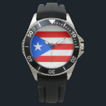 Puerto Rican Flagga (Puerto Rico) Armbandsur<br><div class="desc">Denna utformning präglar Puerto Rico flagga, som representerar och symboliserar den karibiska ön och dess folk. Samväldet Puerto Rico ("Estado Libre Asociado de Puerto Rico") är ett av Amerikas förenta staters oregistrerade territorier. Efter Christopher Columbus ankomst 1493 koloniserades Puerto Rico av den inhemska taiwanbefolkningen i Spanien. Puerto Ricans har varit...</div>