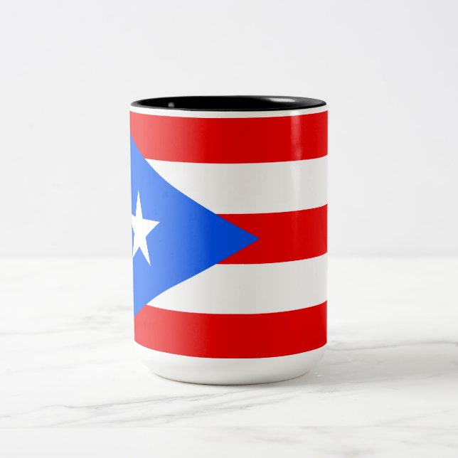 Puerto Rican Flagga (Puerto Rico) Två-Tonad Mugg (Center)