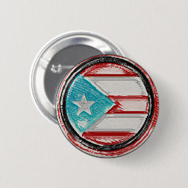 Puerto Rican Flagga Round Pin Knapp