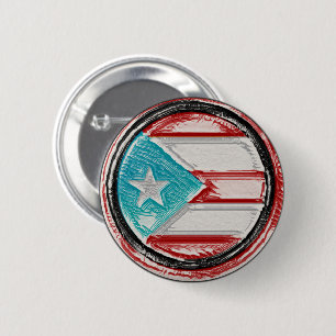 Puerto Rican Flagga Round Pin Knapp