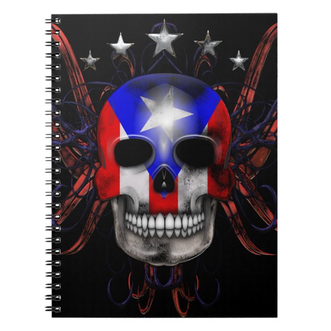 Puerto Rican flagga - skalle Anteckningsbok Med Spiral (Framsidan)