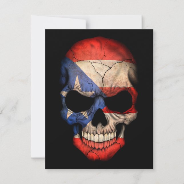 Puerto Rican Flagga Skull på Black (Framsida)