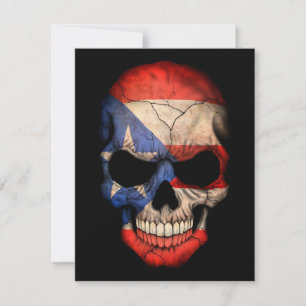 Puerto Rican Flagga Skull på Black