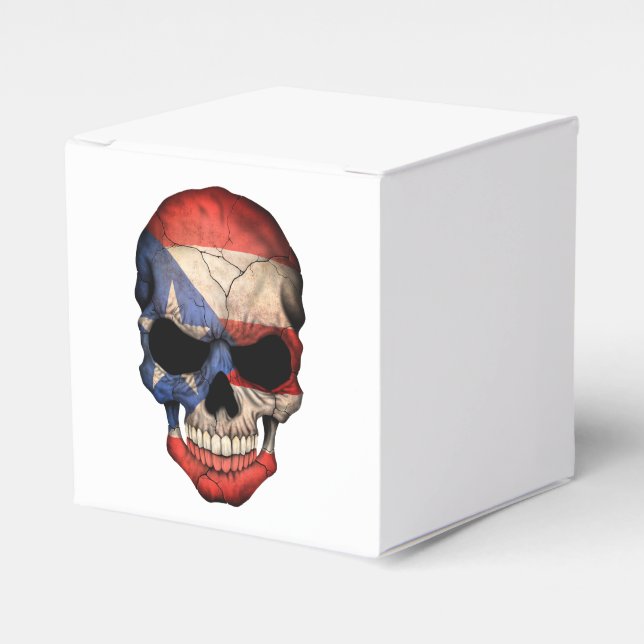 Puerto Rican Flagga Skull Presentaskar (Framsidan Sidan)