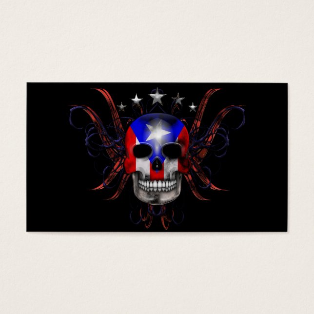 Puerto Rican Flagga - Skull Visitkort (Framsidan)