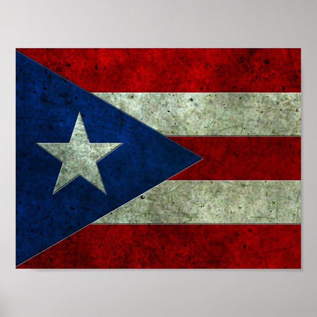 Puerto Rican Flagga Steel Effect Poster (Framsidan)
