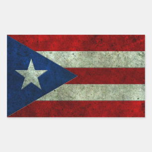 Puerto Rican Flagga Steel Effect Rektangulärt Klistermärke