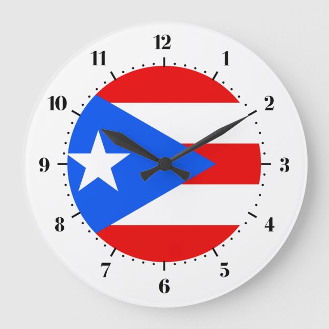 Puerto Rican flagga Stor Klocka (Framsida)