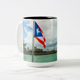 Puerto Rican Flagga Två-Tonad Mugg