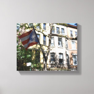 Puerto Rican Flagga Upper Väster Side New York Cit Canvastryck