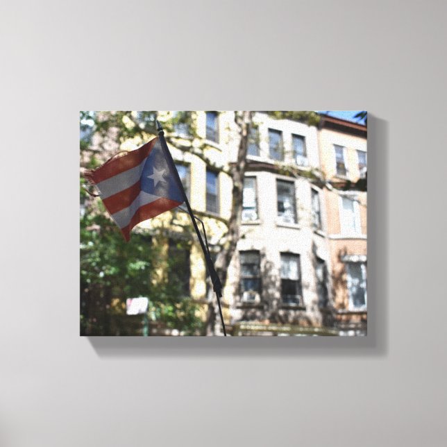 Puerto Rican Flagga Upper Väster Side New York Cit Canvastryck (Framsida)