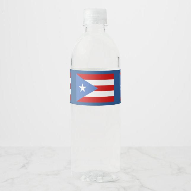 Puerto Rican Flagga Vattenflaska Etikett (Framsida)