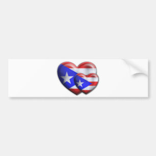 Puerto Rican flaggahjärtor Bildekal