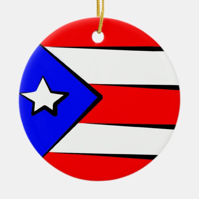 Puerto Rican flaggaprydnad Julgransprydnad Keramik (Framsidan)