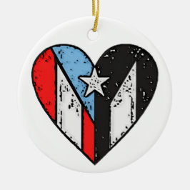 Puerto Rican Flaggor | Boricua Heart, Personlig Julgransprydnad Keramik