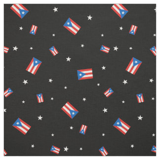Puerto Rican Flaggor och Stars Black Tyg