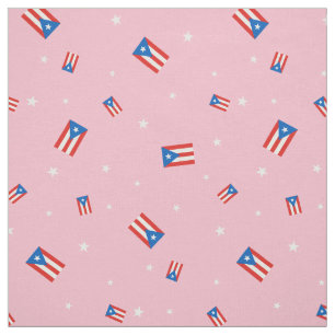 Puerto Rican Flaggor och Stars Rosa Tyg