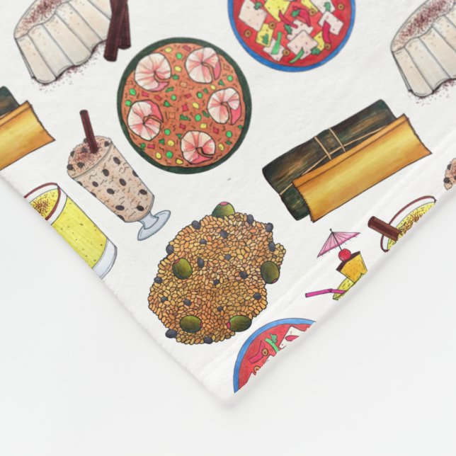 Puerto Rican Food Cuisine Kärlek Puerto Rico Foodi Fleecefilt (Hörn)