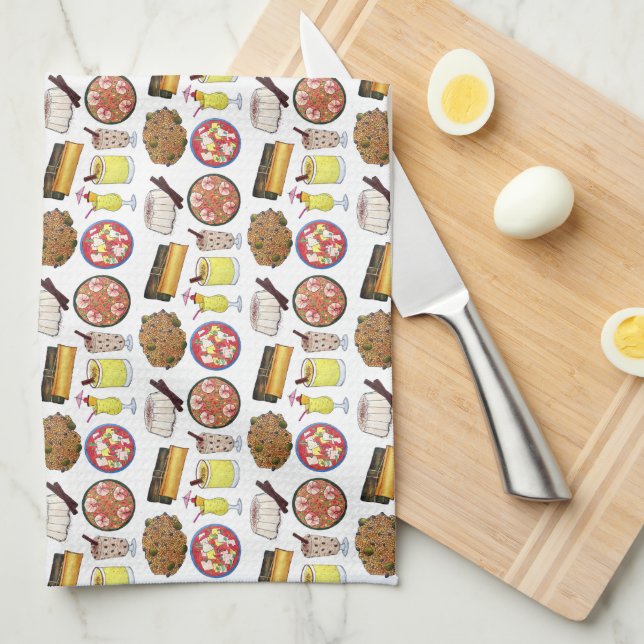 Puerto Rican Food Cuisine Kärlek Puerto Rico Foodi Kökshandduk (Vikt i Fjärdedel)