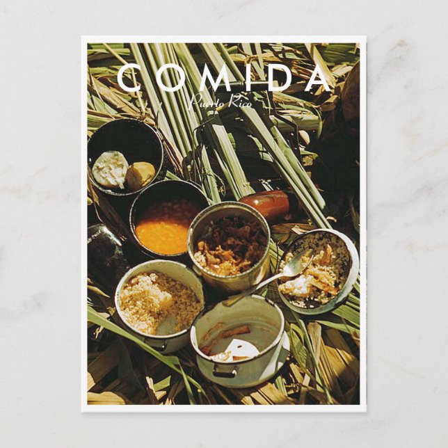 Puerto Rican Food, History, Puerto Rico Vykort (Framsida)