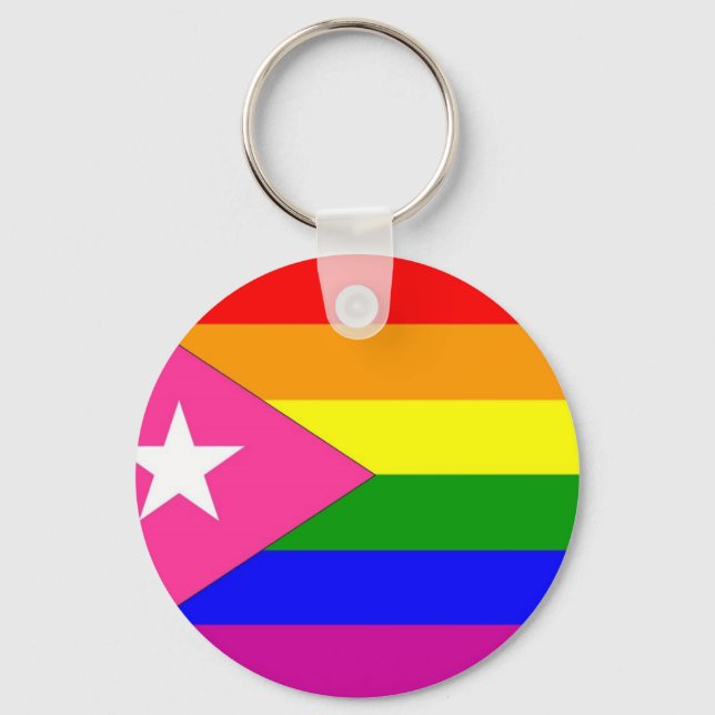 Puerto Rican Gay pride Flagga Nyckelring (Framsida)