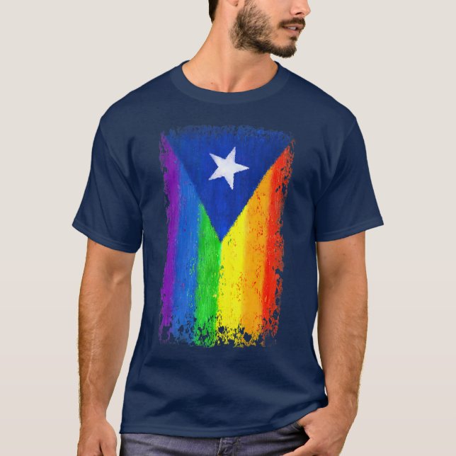 Puerto Rican Gay pride Flagga Rainbow Gay pride T Shirt (Framsida)