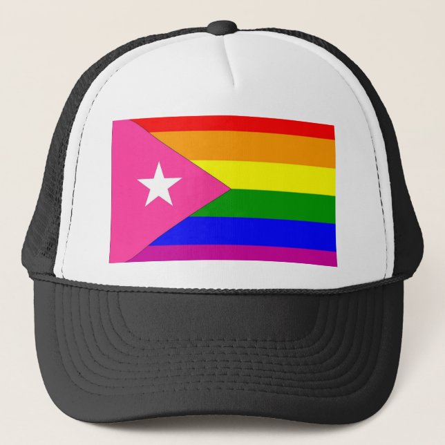 Puerto Rican gay prideflagga Truckerkeps (Framsida)