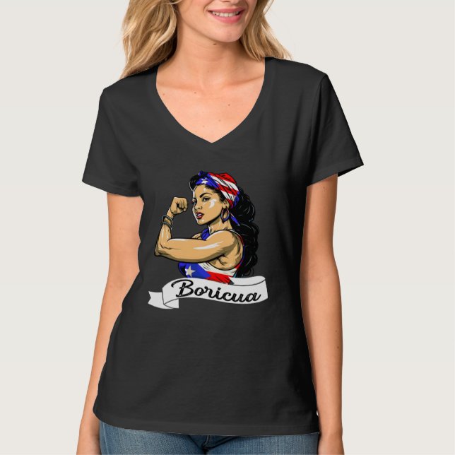 Puerto Rican Girl Boricua Puerto Rico Flag Pride W T Shirt (Framsida)