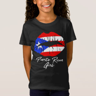 Puerto Rican Girl Läppar Flagga Boricua Kärlek T Shirt