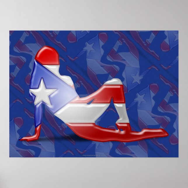 Puerto Rican Girl Silhouette Flagga Poster (Framsidan)