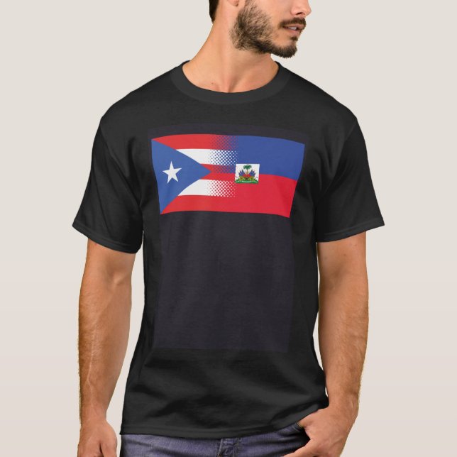 Puerto Rican Haitian Flagga Puerto Rico Haiti T Shirt (Framsida)