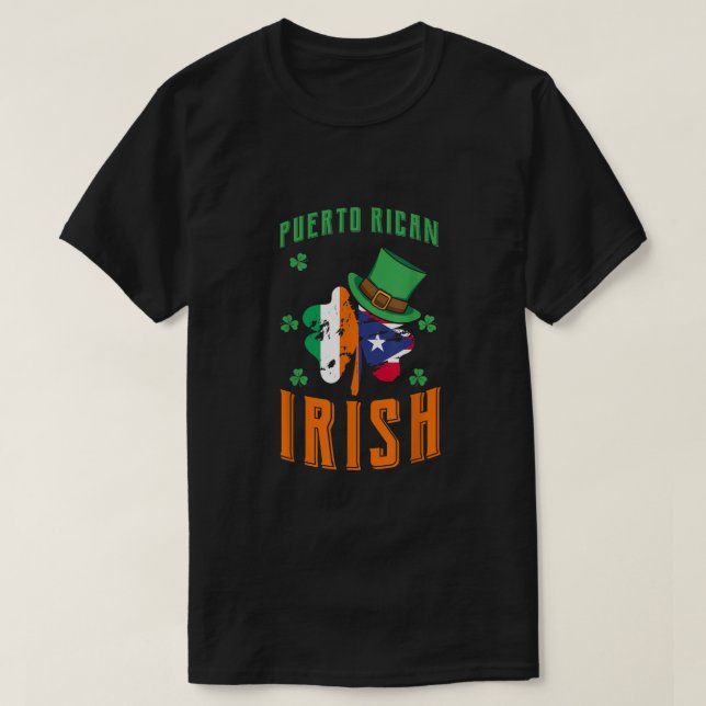 Puerto Rican Irish Flagga Hat Shamrock St Patricks T Shirt (Design framsida)