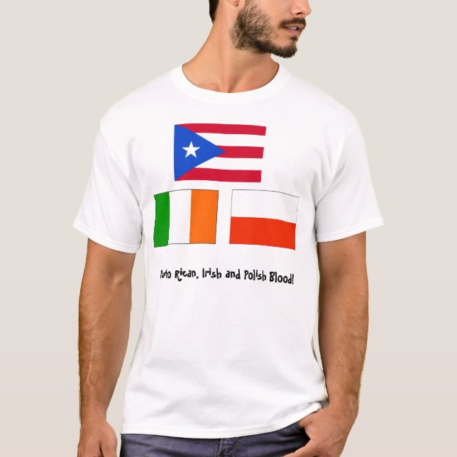 Puerto Rican, irländskt och polskt blod! T-shirt (Framsida)
