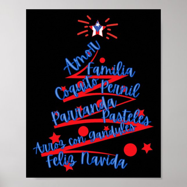 Puerto Rican jul Feliz Navidad Poster (Framsidan)