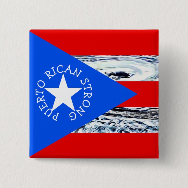 Puerto Rican knäppas den starka orkanflagga Knapp (Framsida)