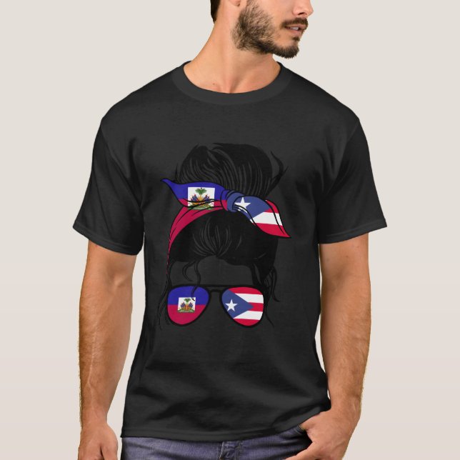 Puerto Rican och Haitian Mix halv Boricua halv Hai T Shirt (Framsida)