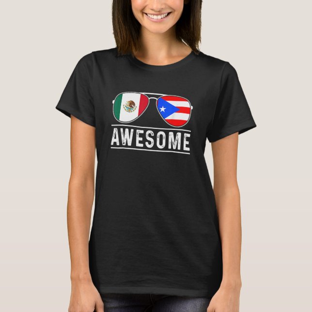 Puerto Rican och Mexikanska Pridet Sunglass Fantas T Shirt (Framsida)