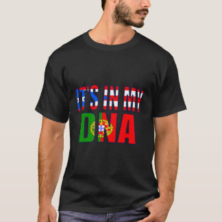 Puerto Rican och Portugisiska Mix Dna Flagga Herit T Shirt