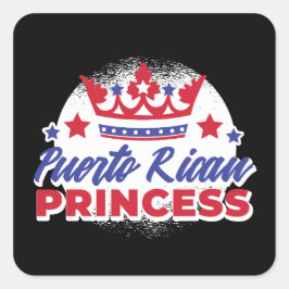 Puerto Rican Princess Cute Boricua Girl Pride Fyrkantigt Klistermärke