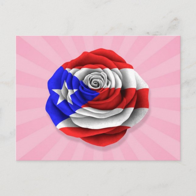 Puerto Rican Ro Flagga om Rosa Vykort (Framsida)