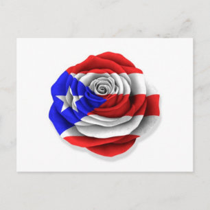 Puerto Rican Ro Flagga on White Vykort